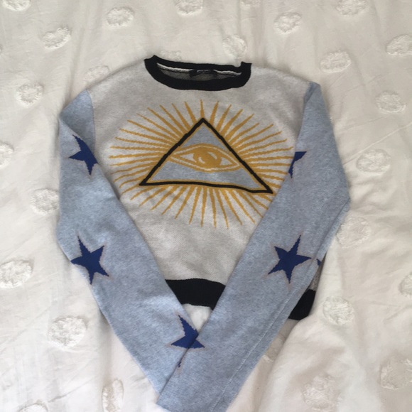 Nasty Gal Sweaters - Knit crop top illuminati pyramid eye sweater XS
